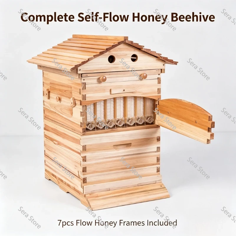 Beehive Frame Wax - อุปกรณ์เลี้ยงผึ้ง กล่องรังผึ้งไม้ซีดาร์เคลือบแว็กซ์ ระบบน้ำผึ้งไหลอัตโนมัติ พร้อมโครงน้ำผึ้งพลาสติก 7 ชิ้น