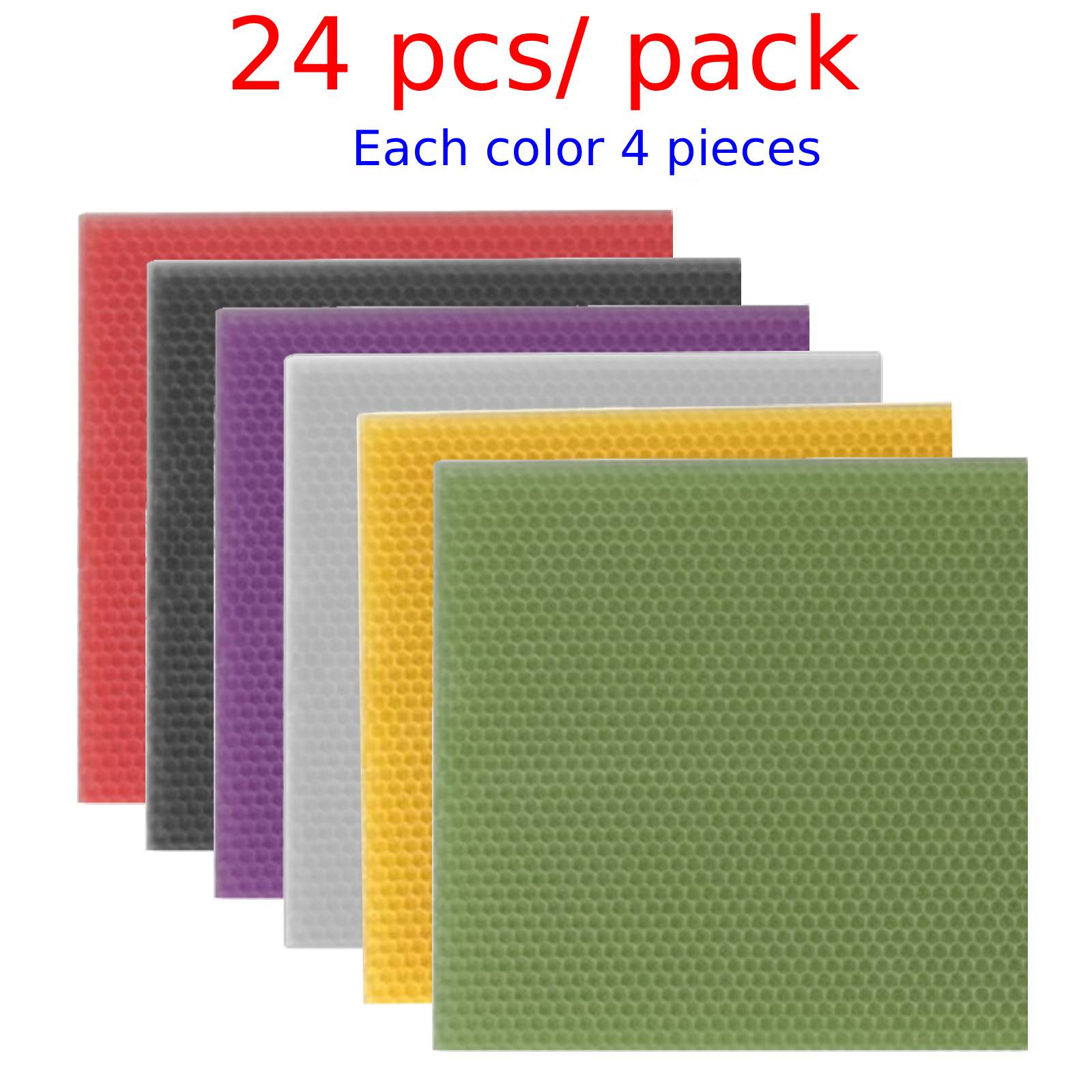 Beehive Frame Wax - แผ่นขี้ผึ้งรังผึ้งหลากสี 24 ชิ้น, แผ่นฐานขี้ผึ้งสำหรับโครงรังผึ้ง, สำหรับทำเทียนและงานฝีมือ